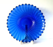 NAGY JELZETT FRANCIA KÉK ÜVEG TÁL,ASZTALKÖZÉP,KÍNÁLÓ