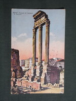 Képeslap,Olaszország,Róma,Forum Romanum,Castor és Pollux templomának romjai látkép,részlet, 1925-