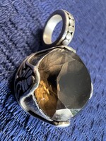 Vintage füstkvarc ezüst medál