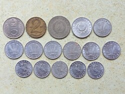 Magyarország 16 db Különböző Érme 10,20 Fillér 1,2,5 Forint 1950-1992