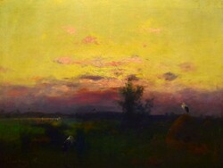 Zeller (Peleskey): Mihály (1859-1915): GÓLYÁK HAJNALI PIRKADATBAN