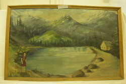 Szigethy jelzéssel: Tájkép, fa keretben -  jelzett festmény 80X50 cm