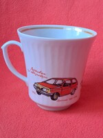 Ritka, gyűjtői! Retro szovjet/orosz KOROSTEN autó mintás bögre Szputnyik/Lada Samara VAZ-2108 képpel