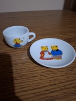 Mese mintás, macis, gyerek csésze + csészealj. Hibátlan.