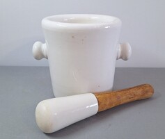 Antik Drasche fajansz mozsár nagy méret közel 4 kiló