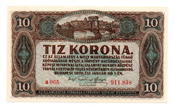 10 Korona Államjegy 1920 aUNC-UNC, hajtatlan