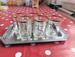 Retro boros készlet, aranyszélű vastagüveg boros pohár 6 db eladó!