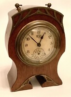 Óragyűjtőknek! Szecessziós kis asztali óra, a neves német Lenzkirch óragyár terméke, javítandó