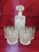 Vintage / retro öntött kristály WHISKYS SZETT 4 pohárral