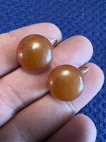 Vintage szovjet orosz borostyán lencse ezüst fülbevaló