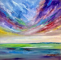 Szalai Krisztián: Csopakról. 90x90cm olaj/vászon modern balatoni olajfestmény művésztől