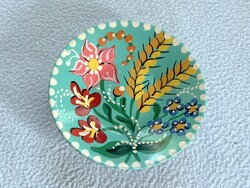 Hollóházi porcelán falitányér 10,5 cm festett fali tányér tál falitál