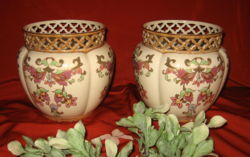 NAGYMÉRETŰ CSODÁS ÁTTÖRT ZSOLNAY KASPÓK PÁRBAN az 1970-es évekből