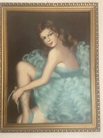 Csebi Pogáy István :Balerina festménye,Olajfestmény,1960-1970 es évek.Mérete:keret nélkül 60x80cm