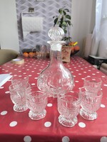 Retro boros készlet,gyönyörű vastagüveg boros pohár 6 db+ üveg, kínáló eladó!