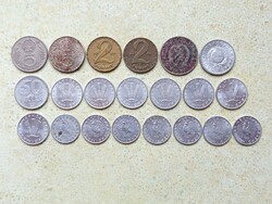Magyarország 21 db Különböző Érme 10,20,50 Fillér 1,2,5 Forint 1950-1992