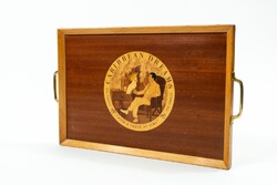 Caribbean Dreams – Vintage fa tálca, szivar tálca réz színű fogantyúkkal