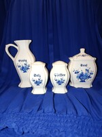 Vintage kék virágos kerámia FŰSZERTARTÓ