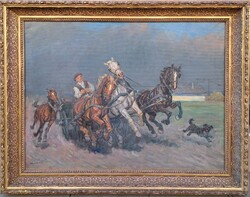 Kolozsváry Kamilló (1936-2008) : Hazafelé, 60x80 cm.