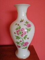 Hollóházi porcelán váza 36 cm, virág motivummal