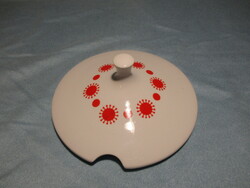 Retro Alföldi piros pöttyös, napocskás leveses tál tető