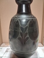 Nádudvari fekete madaras váza - 30 cm
