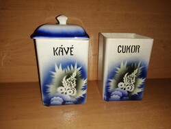 Hollóházi Riolit KÁVÉ és CUKORTARTÓ