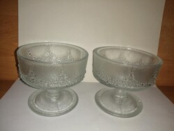 Retro talpas üveg desszertes pohár kehely párban