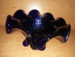 Irizáló, hullámos szélű üveg tál - átm. 16,5 cm