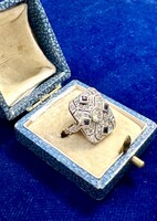 Női Gyűrű Gyémántokkal Zafírral