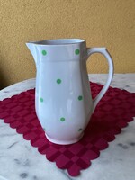 Zöld pöttyös alföldi porcelán kancsó.
