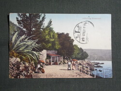Képeslap,Horvátország,Abbázia,Opatija,Nordstrand,parti sétány látkép,részlet,1912-