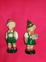 Antik jelzett Szécsi Jolán kerámia figura páros Tiroli viseletes gyermekek egybe 12 X 4 cm 2.