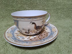 Japán porcelán csésze, pávás, 24 K aranyozott diszítéssel