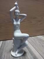 Hollóházi porcelán akt fésülködő nő