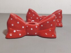 Rockabilly piros, fehér pöttyös kerámia masni  gyertyatartó ALKUDHATÓ