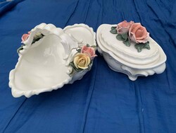 Karl Ens Volkstedt Germany rózsás bonbonier és kínáló