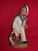 Antik Szécsi Jolán kerámia figura Mokány matróz legényke mentőövvel 14 X 5 cm