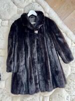 Mahagóni sötétbarna barna nercbunda női nerc bunda kabát pelz mink real fur coat women