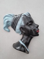 Vintage Cortendorf fali  kerámia, női fej - 24 cm