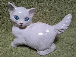 Kerámia macska, cica figura, dísztárgy, nipp, dekoráció