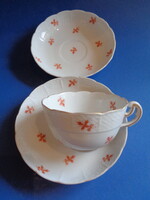 Ó Herendi porcelán teás csésze és 2 db alj, amely a népszerű narancs mintával