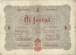 5 forint 1848 Kossuth bankó piros betűk 2.