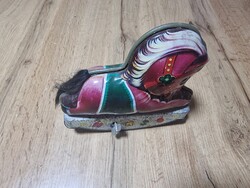 Régi lemez hintaló régi lemez jàtek mini bàdog hintaló felhuzos játék