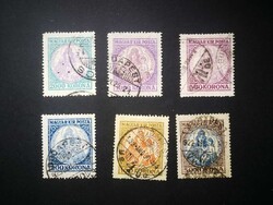 Magyarország 1921-25 Koronás Madonna 3-as lyukkal, pecsételt L
