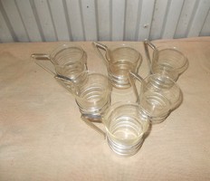 Capuccinós Üveg csészék fém talppal kistányérjaival