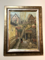 MUTATÓS, HIKÁDI ERZSÉBET FESTMÉNY, ÉLETKÉP KECSKÉVEL