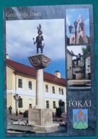Tokaj, Bacchus-kút, Szent István-szobor, templom, postatiszta képeslap