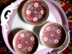 3 Kínai aprolékos kézzel festett porcelán kis tányér-az ár a 3 db-ra vonatkozik