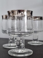 Vintage  platina peremű pohárkészlet- 11 cm